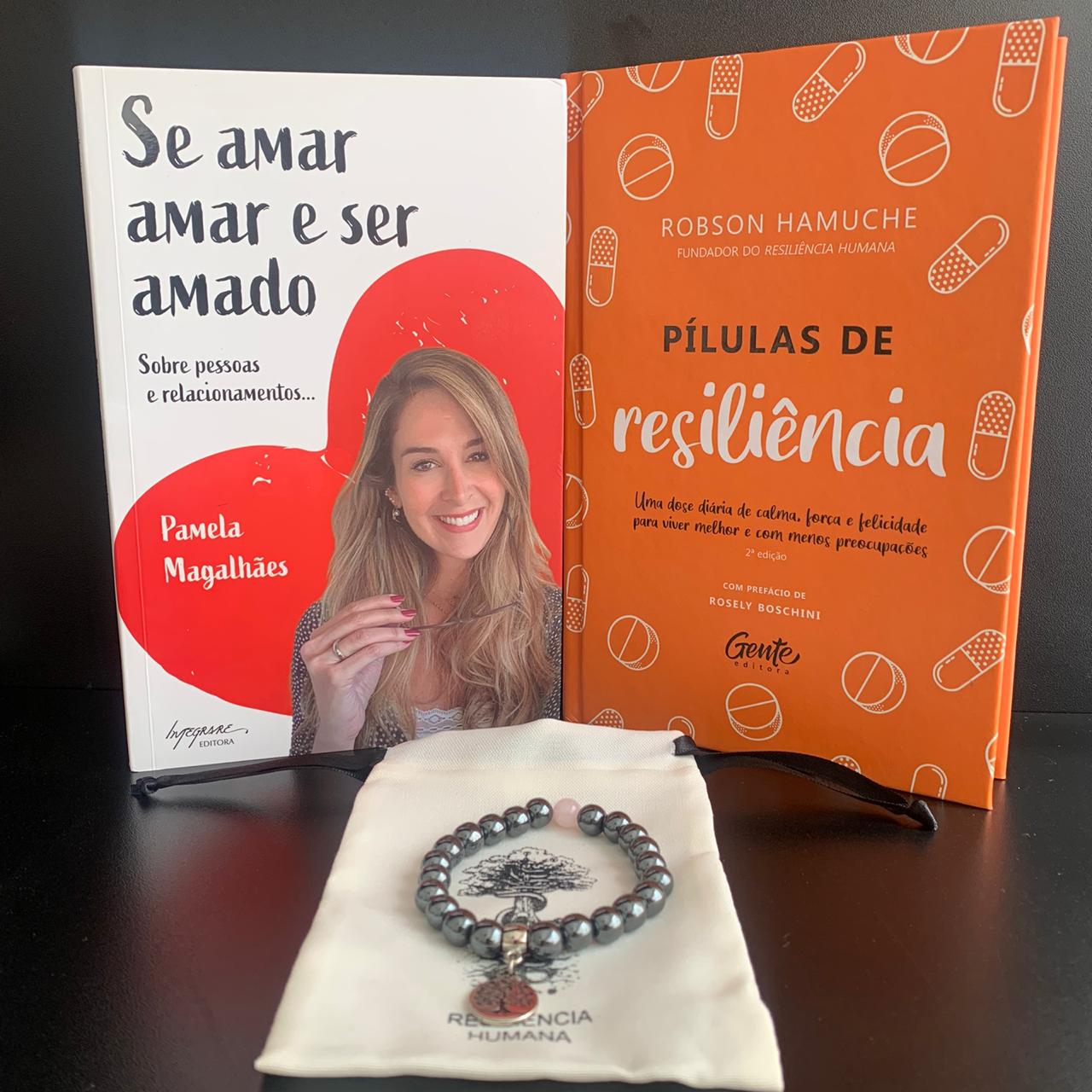 Kit Se Amar 2 Livros + Pulseira de Hematita com Quartzo Rosa Grátis - Pamela Magalhães