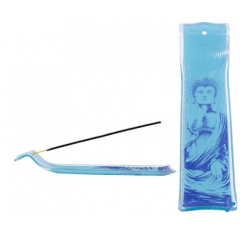 Incensário de vidro - Budha Azul