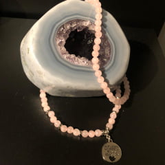 Japamala centelha divina- quartzo rosa, pingente Ho´oponopono